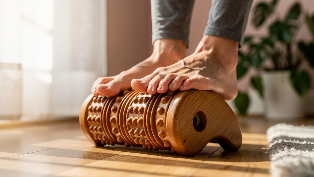 Rouleau de massage pour les pieds testé après une longue journée debout, soulagement et détente immédiate